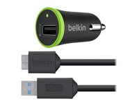 Belkin Car Charger - Strömadapter för bil - 10 Watt - 2.1 A (USB) - på kabel: Micro-USB - svart - för Samsung Galaxy Note 3, NotePRO (12.2 tum), S5, TabPRO (12.2 tum) F8M864BT03-BLK