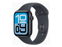 Apple Watch SE 3 (GPS) - 44 mm - midnattsaluminium - smart klocka med sportband - fluoroelastomer - midnatt - bandstorlek: S/M - 64 GB - Wi-Fi 4, Bluetooth - 32.9 g MEHN4QN/A