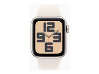 Apple Watch SE (GPS + Cellular) - 2a generation - 40 mm - stjärnljusaluminium - smart klocka med sportband - fluoroelastomer - starlight - bandstorlek: M/L - 32 GB - LTE, Wi-Fi 4, Bluetooth - 4G - 27.8 g MXGK3QN/A