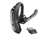 Poly Voyager 5200 - Voyager 5200 series - headset - inuti örat - montering över örat - Bluetooth - trådlös - aktiv brusradering - USB-A via Bluetooth-adapter - svart - Certifierad för Microsoft-teams 7K2F3AA