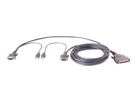Belkin OmniView Dual Port Cable, USB - Tangentbords-/video-/muskabel - USB, HD-15 (VGA) (hane) till DB-25 (hane) - 3.7 m - formpressad - för Belkin Titan LCD Rack Console with PRO3, Widescreen Rack-Mount Console with PRO3 F1D9401-12