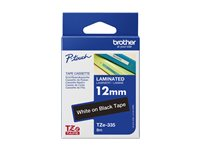 Brother TZe-335 - Standardlim - vitt på svart - Rulle (1,2 cm x 8 m) 1 kassett(er) bandlaminat - för Brother PT-D210, D600, H110; P-Touch PT-1005, 1880, E310, E800; P-Touch Cube Plus PT-P710 TZE335