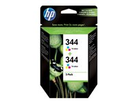 HP 344 - 2-pack - 14 ml - färg (cyan, magenta, gul) - original - bläckpatron - för Officejet 100, 150, H470, K7100; Photosmart 25XX, 2610, 2710, 335, 375, 385, 422, 8050 C9505EE