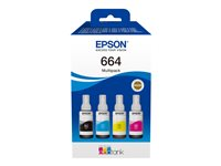 Epson EcoTank 664 - 4-pack - svart, gul, cyan, magenta - original - bläcktank - för Epson L380, L395, L495; EcoTank ET-2650, L1455, L656; EcoTank ITS L3050, L3060, L3070 C13T66464A