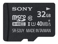 Sony SR32UYA - Flash-minneskort (adapter, microSDHC till SD inkluderad) - 32 GB - UHS Class 1 / Class10 - microSDHC UHS-I - för Action Cam-HDR-AS30VR; Cyber-shot DSC-TF1, DSC-TX30; Xperia Tablet Z SR32UYA