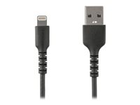 StarTech.com 1m tålig svart USB-A till Blixtkabel - Tungt, robust aramifiber USB typ A till Blixtladdare/synkron strömsladd - Apple MFi-certifierad iPad/iPhone 12 - Lightning-kabel - USB hane rak till Lightning hane rak - 1 m - dubbelt skärmad - svart RUSBLTMM1MB
