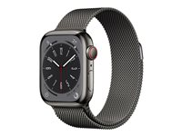 Apple Watch Series 8 (GPS + Cellular) - 41 mm - grafit rostfritt stål - smart klocka med milanesisk loop - handledsstorlek: 130-180 mm - 32 GB - Wi-Fi, Bluetooth, LTE, UWB - 4G - 42.3 g MNJM3KS/A