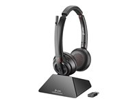 Poly Savi 8220 - Savi 8200 series - headset - på örat - DECT / Bluetooth - trådlös - USB-A via Bluetooth-adapter - svart - UC-certifierad, Certifierad för Microsoft-teams 8D3F5AA#ABB