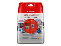 Canon CLI-551 C/M/Y/BK Photo Value Pack - 4-pack - 7 ml - svart, gul, cyan, magenta - original - förpackning med stöldmärkning - bläckbehållare / papperspaket - för PIXMA iP8750, iX6850, MG5550, MG5650, MG5655, MG6450, MG6650, MG7150, MG7550, MX725, MX925 6508B006