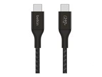 Belkin BoostCharge - USB-kabel - USB-C (hane) till USB-C (hane) - USB 2.0 - 1 m - stöd för strömleverans på upp till 240 W - svart CAB015BT1MBK