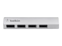 Belkin Ultra-Slim Aluminium Series 4-Port USB 2.0 Hub - Hubb - 4 x USB 2.0 - skrivbordsmodell F4U038CW