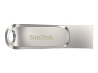 SanDisk Ultra Dual Drive Luxe - USB flash-enhet - 256 GB - USB 3.1 Gen 1 / USB-C - silver SDDDC4-256G-G46