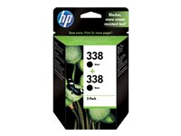HP 338 - 2-pack - 11 ml - svart - original - bläckpatron - för Officejet 100, 150, H470, K7100; Photosmart 7850, C3170, C3180, C3183, C3190, Pro B8350 CB331EE