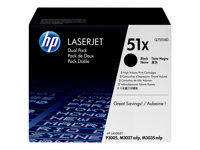 HP 51X - 2-pack - Lång livslängd - svart - original - LaserJet - tonerkassett (Q7551XD) - för LaserJet M3027, M3027x, M3035, M3035xs, P3005, P3005d, P3005dn, P3005n, P3005x Q7551XD