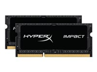 HyperX Impact Black Series - DDR3L - sats - 16 GB: 2 x 8 GB - SO DIMM 204-pin - 1600 MHz / PC3L-12800 - CL9 - 1.35 / 1.5 V - ej buffrad - icke ECC HX316LS9IBK2/16