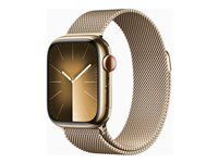 Apple Watch Series 9 (GPS + Cellular) - 41 mm - guld, rostfritt stål - smart klocka med milanesisk loop - 64 GB - Wi-Fi, Bluetooth, UWB, LTE - 4G - 42.3 g MRJ73KS/A