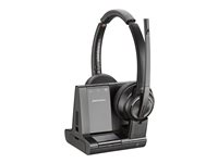 Poly Savi 8220 - Savi 8200 series - headset - på örat - DECT / Bluetooth - trådlös - USB-A via Bluetooth-adapter - svart - UC-certifierad, Certifierad för Microsoft-teams 8D3F5AA