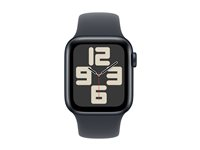 Apple Watch SE (GPS) - 2a generation - 40 mm - midnattsaluminium - smart klocka med sportband - fluoroelastomer - midnatt - bandstorlek: M/L - 32 GB - Wi-Fi 4, Bluetooth - 26.4 g MXE93QN/A