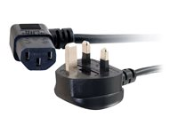 C2G Universal Power Cord - Strömkabel - BS 1363 (hane) till power IEC 60320 C13 - 2 m - 90° kontakt, formpressad - svart 88520