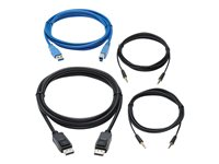 Tripp Lite DisplayPort KVM Cable Kit for Tripp Lite B005-DPUA2-K and B005-DPUA4 KVM, 4K DP, USB 3.1, 3.5 mm, 10 ft. - Video/USB-/ljudkabelsats - USB 3.1 Gen 1 / DisplayPort 1.2 - 3.05 m - stöd för 4K - svart, blå P785-DPKIT10