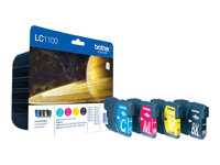 Brother LC1100 Value Pack - 4-pack - svart, gul, cyan, magenta - original - bläckpatron - för Brother DCP-185, DCP-385, DCP-6690, MFC-490, MFC-5490, MFC-5890, MFC-6490, MFC-990 LC1100VALBPDR