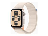 Apple Watch SE (GPS) - 2a generation - 44 mm - stjärnljusaluminium - smart klocka med sportögla - textil - starlight - 32 GB - Wi-Fi, Bluetooth - 32.9 g MRE63KS/A