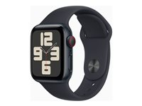 Apple Watch SE (GPS + Cellular) - 2a generation - 40 mm - midnatt - smart klocka med sportband - fluoroelastomer - midnatt - bandstorlek: S/M - 32 GB - Wi-Fi, Bluetooth, LTE - 4G - 27.8 g MRG73KS/A
