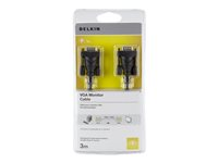 Belkin PC Monitor Cable - VGA-kabel - HD-15 (VGA) (hane) till HD-15 (VGA) (hane) - 3 m - formpressad, tvinnad, tumskruvar F2N028BT3M