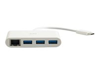 C2G USB C Hub with Ethernet - 3-Port USB Hub - Hubb - 3 x SuperSpeed USB 3.0 + 1 x USB-C + 1 x 1000Base-T - skrivbordsmodell 29746