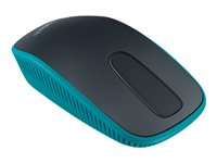 Logitech Zone Touch Mouse T400 - Mus - optisk - 3 knappar - trådlös - 2.4 GHz - trådlös USB-mottagare - blå 910-003312