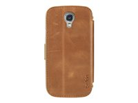 Belkin Wallet Folio with Stand - Fodral för mobiltelefon - läder - tan, naturligt korn - för Samsung Galaxy S4 F8M563BTC02