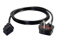 C2G 17 AWG 250 Volt 16 Amp Power Cord - Strömkabel - IEC 60320 C19 till BS 1363 (hane) - AC 250 V - 2 m - formpressad - svart - Storbritannien 80626