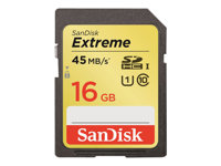 SanDisk Extreme - Flash-minneskort - 16 GB - UHS Class 1 / Class10 - SDHC UHS-I SDSDX-016G-X46