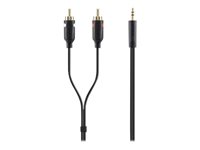 Belkin - Ljudkabel - RCA x 2 hane till mini-phone stereo 3.5 mm hane - 2 m - dubbelt skärmad F3Y116BT2M