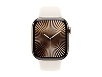 Apple Watch Series 10 (GPS + Cellular) - 42 mm - guld titan - smart klocka med sportband - fluoroelastomer - starlight - bandstorlek: S/M - 64 GB - LTE, Wi-Fi 4, UWB, Bluetooth - 4G - 34.4 g MX063QN/A