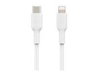 Belkin BOOST CHARGE - Lightning-kabel - 24 pin USB-C hane till Lightning hane - 1 m - vit - USB-strömförsörjning (18W) CAA003BT1MWH