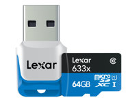 Lexar High Performance - Flash-minneskort - 64 GB - UHS Class 1 / Class10 - 633x - mikroSDXC UHS-I LSDMI64GBBEU633R