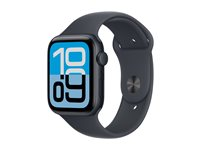 Apple Watch SE 3 (GPS) - 44 mm - midnattsaluminium - smart klocka med sportband - fluoroelastomer - midnatt - bandstorlek: M/L - 64 GB - Wi-Fi 4, Bluetooth - 32.9 g MEHQ4QN/A