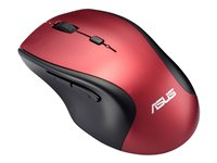 ASUS WT415 - Mus - högerhänt - optisk - 6 knappar - trådlös - 2.4 GHz - trådlös USB-mottagare - röd 90XB0170-BMU030