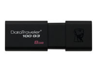 Kingston DataTraveler 100 G3 - USB flash-enhet - 8 GB - USB 3.0 - svart - för P/N: MLWG3ER DT100G3/8GB