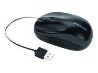 Kensington Pro Fit Retractable Mobile - Mus - optisk - 3 knappar - kabelansluten - USB - svart K72339EU