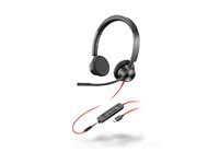 HP Poly Blackwire 3325 - Blackwire 3300 series - headset - på örat - kabelansluten - 3,5 mm kontakt, USB-C - svart - Certifierad för Microsoft-teams 76J23AA