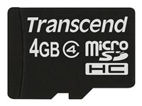 Transcend - Flash-minneskort - 4 GB - Class 4 - microSDHC TS4GUSDC4