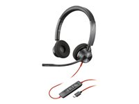 Poly Blackwire 3320 - Blackwire 3300 series - headset - på örat - kabelansluten - USB-C - svart - Certifierad för Microsoft-teams, UC-certifierad 8X220AA