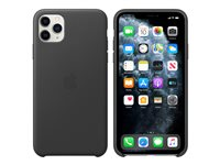 Apple - Baksidesskydd för mobiltelefon - läder, bearbetad aluminium - svart - för iPhone 11 Pro Max MX0E2ZM/A