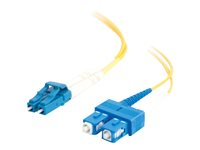 C2G LC-SC 9/125 OS1 Duplex Singlemode PVC Fiber Optic Cable (LSZH) - Patch-kabel - SC enkelläge (hane) till LC enkelläge (hane) - 1 m - 1 m - fiberoptisk - duplex - 9 / 125 mikrometer - OS1 - halogenfri - gul 85586