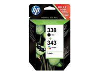 HP 338/343 - 2-pack - färg (cyan, magenta, gul), svartfärgad - original - blister - bläckpatron - för Officejet 100, 150; Photosmart C4210, C4272, C4340, C4385, C4390, D5360, D5363, D5368 SD449EE