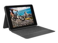 Logitech Rugged Folio - Tangentbord och foliefodral - Apple Smart connector - QWERTY - USA, internationellt - grafit - för Apple 10.9-inch iPad (10:e generation) 920-011208