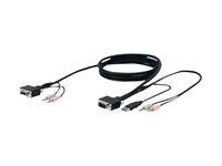 Belkin SOHO KVM Replacement Cable Kit - Kabel för tangentbord/mus/video/ljud - USB, HD-15 (VGA), stereo mini jack (hane) till HD-15 (VGA), stereo mini jack (hane) - 4.6 m - grå F1D9103-15