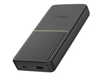 OtterBox - Strömförsörjningsbank - 20000 mAh - 18 Watt - 3 A - PD 3.0, QC 3.0, Fast Charge, Apple Fast Charge, AFC, Huawei Fast Charge, PE 2.0+, SFCP, USB BC 1.2 - 2 utdatakontakter (USB, 24 pin USB-C) - på kabel: USB-C - skymningssvart 78-80642